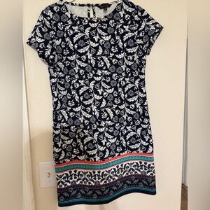 Floral Print Dress with Colorful Hem